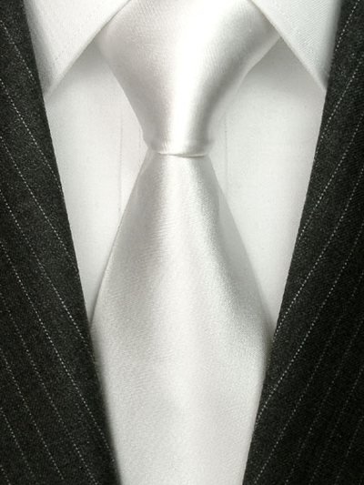 Silk tie white solid, article 1523